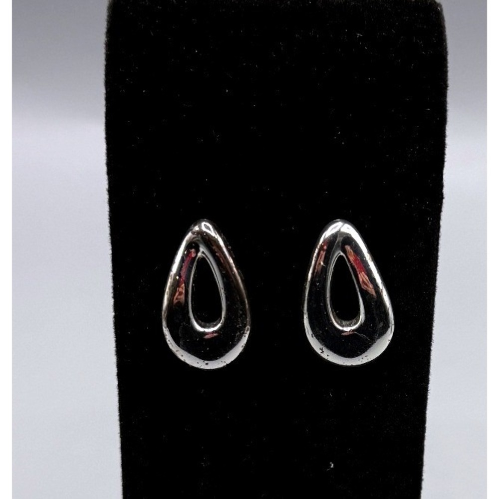Sterling Silver Open Teardrop Stud Earrings 925 Thailand Vtg *Missing One Back